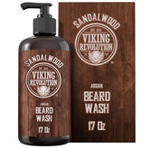 Viking Revolution beard wash with argan and jojoba oils delivering deep hydration for a healthy-looking beard.
