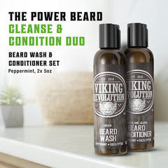 Viking Revolution beard wash bottle demonstrates easy daily cleansing for hydrated beard