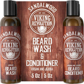 Viking Revolution beard wash sandalwood bottle delivers cleansing and aroma for a refreshed beard
