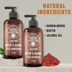 Viking Revolution biotin jojoba oil ingredients close-up for strengthened strands