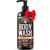 Viking Revolution Coffee Whiskey Body Wash bottle front view with bold scent.