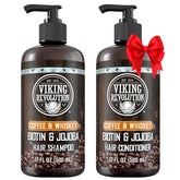Viking Revolution coffee whiskey shampoo bottle with bold scent for refreshed hair