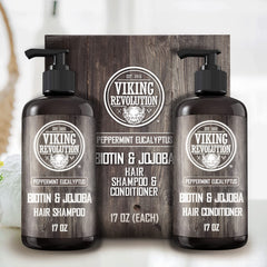 Viking Revolution eucalyptus mint conditioner bottle offers aromatic freshness and frizz-control benefits.