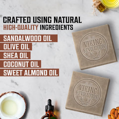Viking Revolution sandalwood natural soap 2-pack displaying convenient daily-use option.