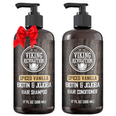 Viking Revolution spiced vanilla mens shampoo bottle with refreshing scent for daily grooming.