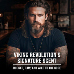 Viking Revolution Sweet Tobacco Cologne label detail emphasizes classic branding and premium ingredients.
