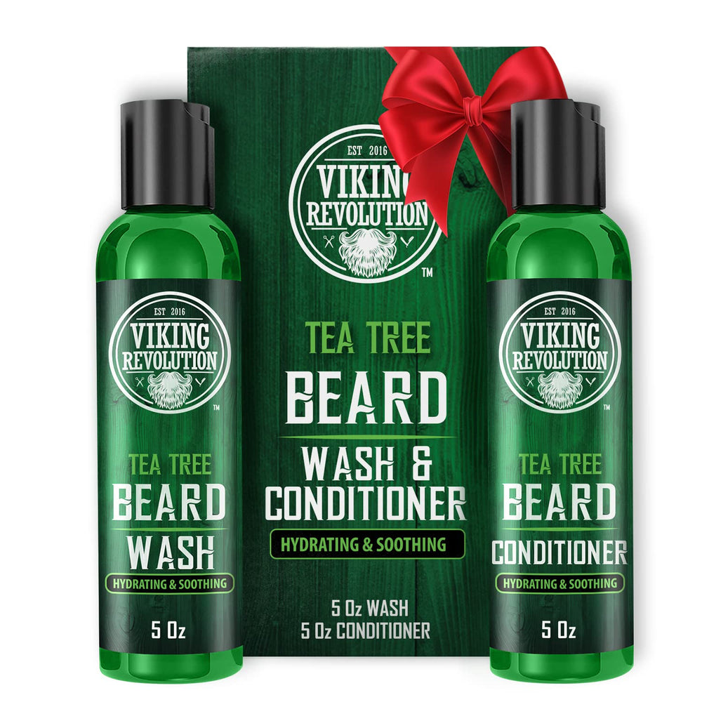 Viking Revolution Tea Tree Beard Wash bottle for refreshing cleansing.