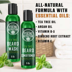 Viking Revolution Tea Tree Beard Wash lather in hand nourishes beard.