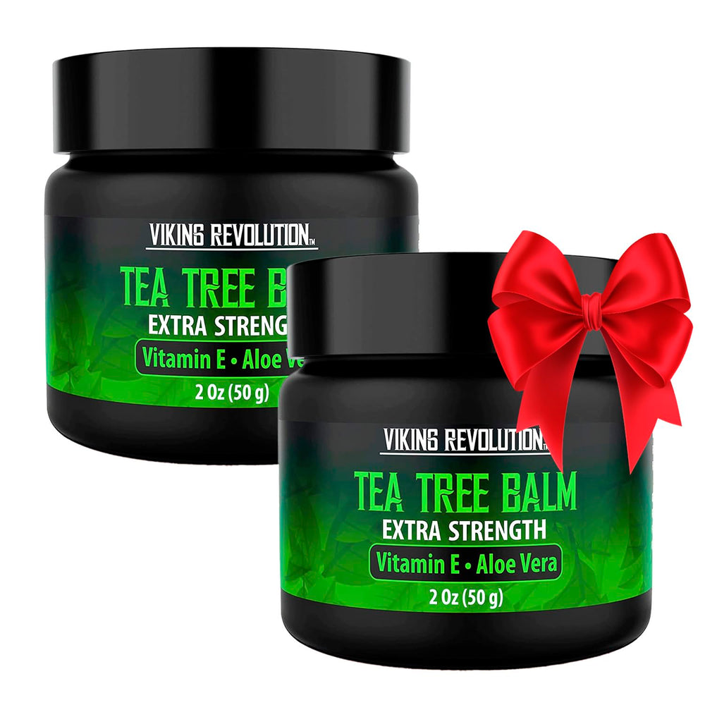 Viking Revolution Tea Tree Oil Cream packaging highlights natural formulation for soothing skin