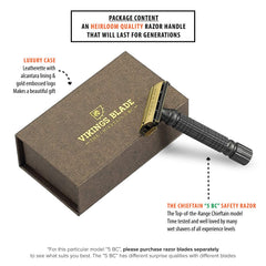 Vikings Blade Chieftain luxury case offers elegant storage and gift-worthy presentation.
