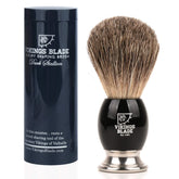 Vikings Blade luxury shaving brush shows premium grip with handle and base detail