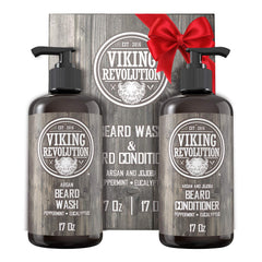 Viking Revolution beard wash bottle delivers deep cleanse for refreshed beard daily.