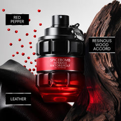 Viktor&Rolf Spicebomb Infrared middle-notes-leather image suggests rugged sophistication for date nights