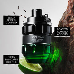 Viktor&Rolf Spicebomb Nightvision atomizer close-up shows premium packaging and warm spice.