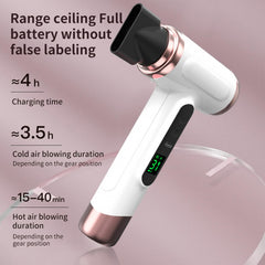 Vikye cordless hair dryer display screen showing settings