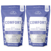 Village Naturals Therapy Comfort Foaming Bath Soak pack showcases blueberry citrus aroma for a relaxing soak.