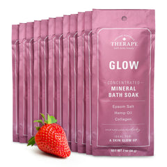 Village Naturals Therapy Glow bath soak Moroccan Melody box front, inviting spa-like relaxation