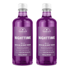 Village Naturals Therapy Nighttime Relief bottle front for calming nightly bath ritual