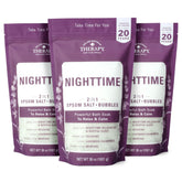 Village Naturals Therapy Nighttime Foaming Epsom Soak bubbles for a relaxing soak