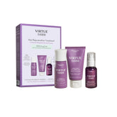 Virtue Flourish Shampoo bottle shows a drug-free formula for thinning hair.