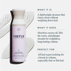 VIRTUE Full Shampoo root lift application shows lifted roots and volume