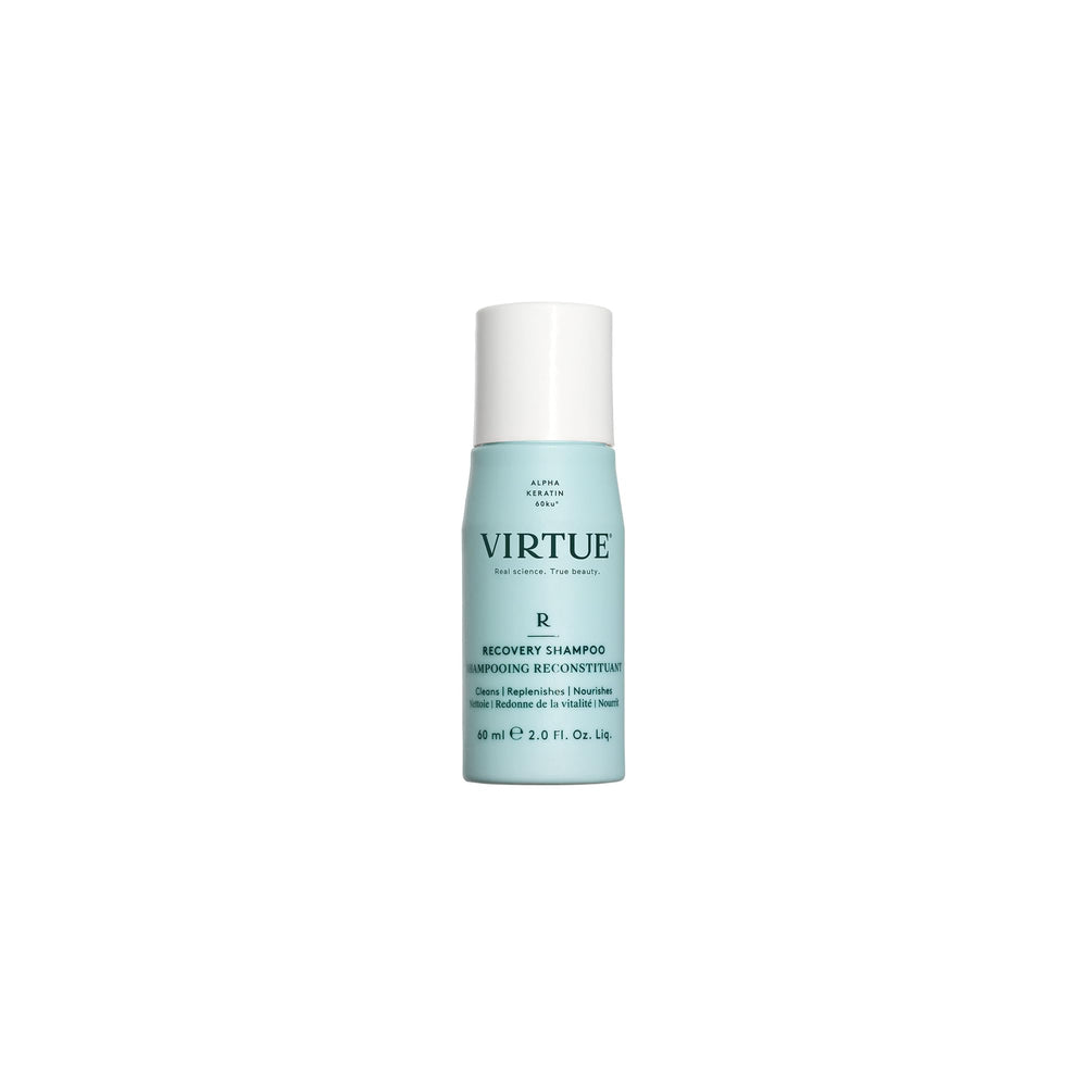 VIRTUE Recovery Shampoo bottle front view highlighting sulfate-free cleansing for damaged hair