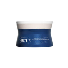 Virtue Restorative Hair Mask bottle showcases keratin for nourished, glossy hair.