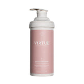 Virtue Smooth Conditioner frizz-control closeup shows sleek, frizz-free strands.