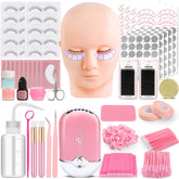 VISCOO eyelash extension kit mannequin head for realistic practice sessions and makeup training.