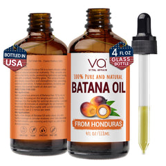 VITAL AFFAIR Batana Oil bottle in glass shows 4oz size for nourishing hair.
