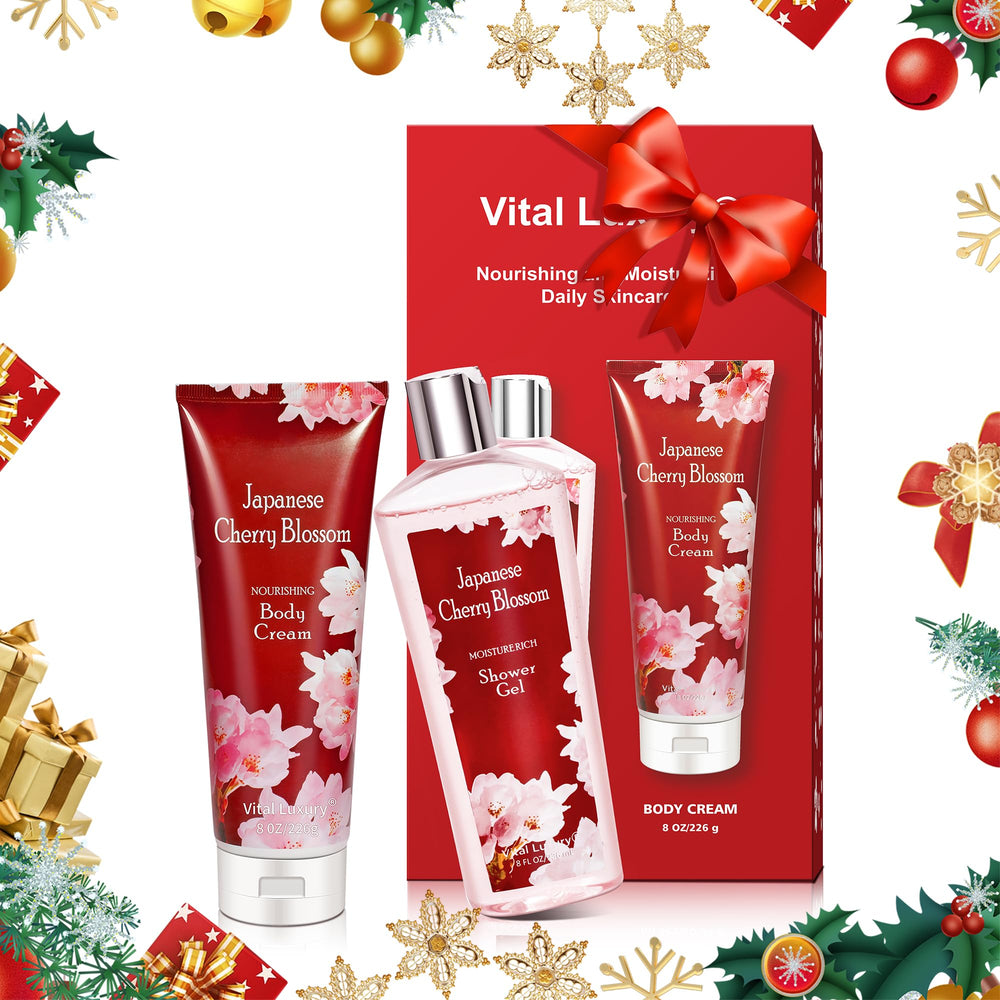 Vital Luxury Japanese Cherry Blossom Shower Gel bottle shows refreshing lather