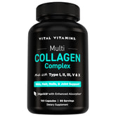 Vital Vitamins front packaging showing bottle and label, clear benefit of daily collagen