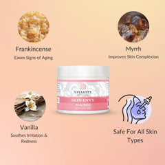 Vitality Skin Envy Balm jar closeup showing smooth application for dry, parched skin