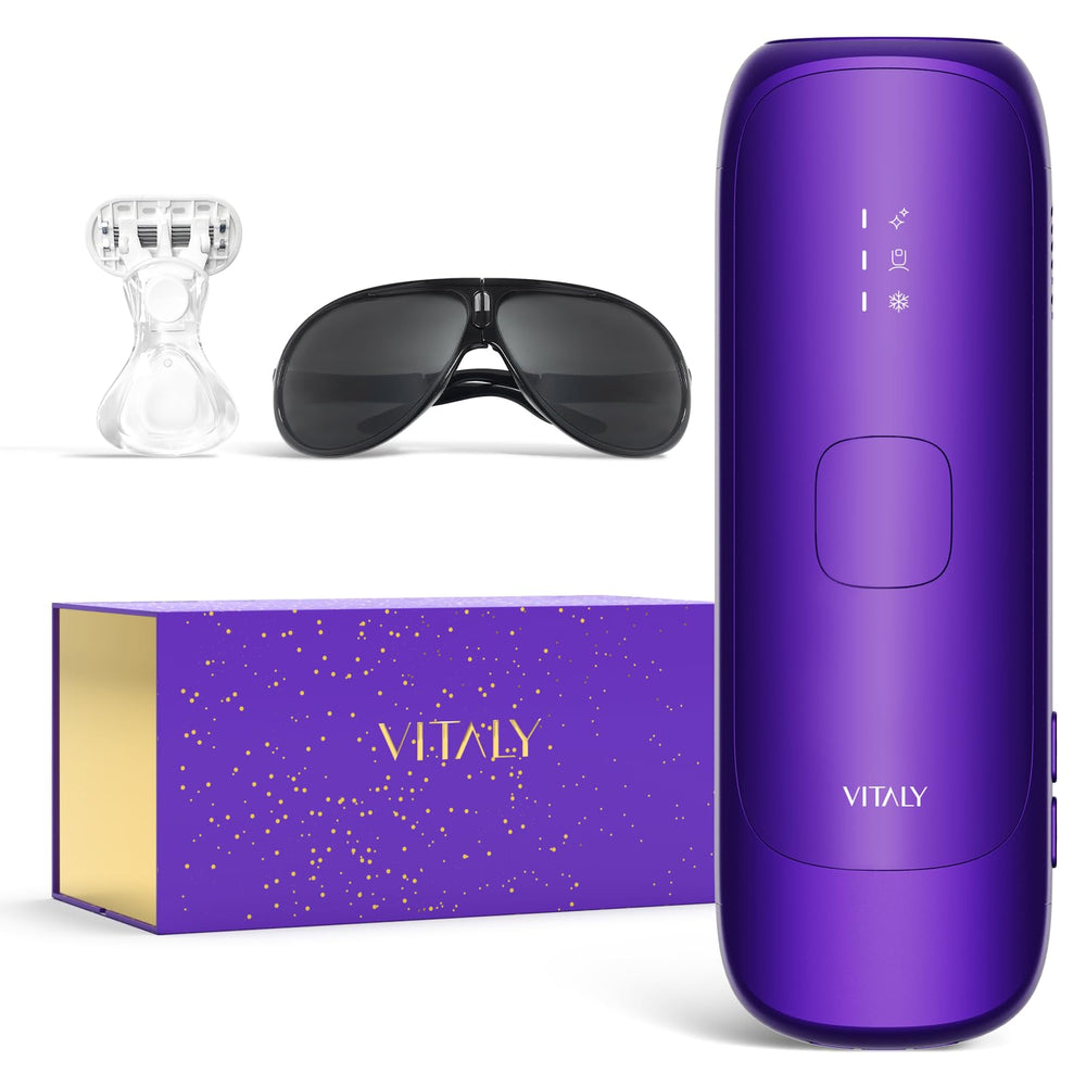 VITALY IPL device shows sapphire ice cooling head for comfortable sessions.