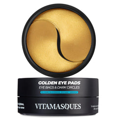 Vitamasques Golden Hydrogel Eye Pads pack showing 32 pairs for a refreshed under-eye appearance.