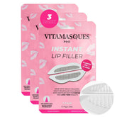 Vitamasques Instant Lip Filler Mask pack front with three patch pairs for plumping.