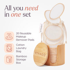 VIVAGO bamboo holder shown, convenient storage on bathroom counter.