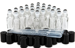 Vivaplex 24 clear glass roll-on bottle with roller ball for easy essential oil application.