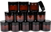 Vivaplex amber 2oz jar with inner liner and dome lid closeup for secure, smell-proof storage of cosmetics.