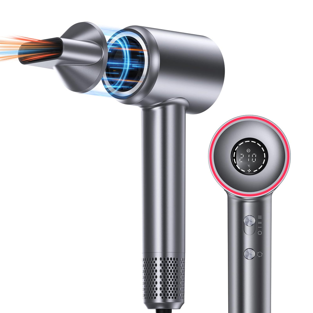 VivaEase hair dryer front view for quick home styling with a sleek profile.