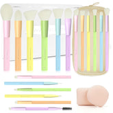 VIVID BEAUTY 18pc makeup brush set in vibrant colors for flawless application.