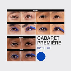Vivienne Sabó Cabaret Premiere Blue Mascara application demonstrates telescopic length and blue glamour.