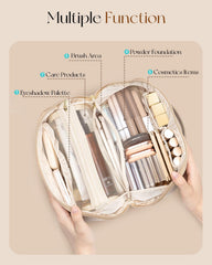 Vlando makeup bag 180-degree open design for rapid daily makeup access
