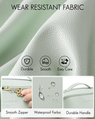 Vlando makeup bag mint green shows multiple compartments for organized cosmetics