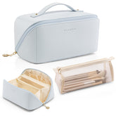 Vlando makeup bag open-flat design for easy access on travels