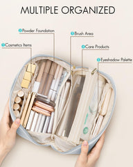 Vlando makeup bag waterproof PU leather keeps items protected and easy to clean