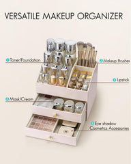 Vlando PU leather cosmetic display highlights a smooth wipe-clean surface.