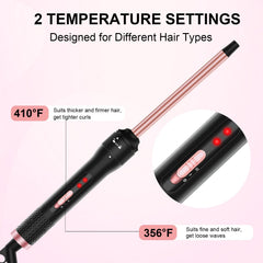 Vnina curling iron with heat glove demonstrates safe handling during styling.