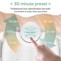 VnioLife detox bath display highlights the 30-minute program