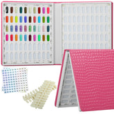 vnjaoi nail swatches book front cover showcases 120-color display and portable design for salons.